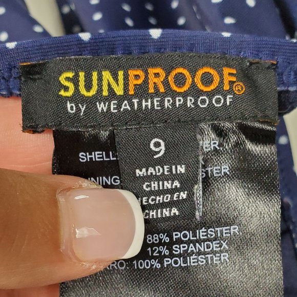 Sunproof by Weatherproof 2 Piece Stripe & Polka Dot Bikini Juniors Size 9 Navy - Picture 8 of 10